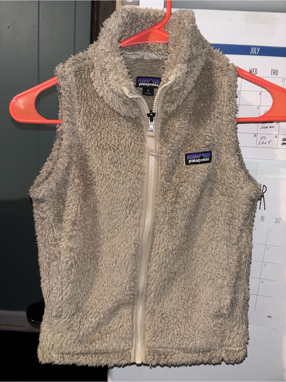 Patagonia Sherpa Fleece Jacket - Light Beige with Multicolor Logo